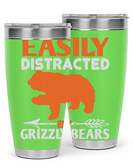 easily distracted by grizzly bears 10#- Bears- Tumbler