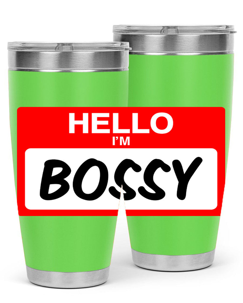 hello im bossy 132#- black words phrases- Cotton Tank