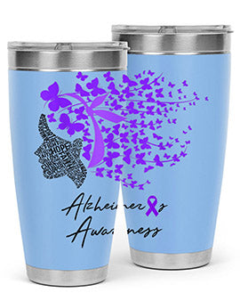 Alzheimers Awareness Shirt Alzheimers Purple Butterflies 24#- alzheimers- Tumbler