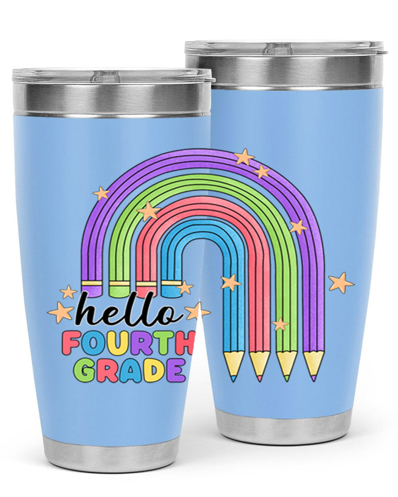 Hello 4th Grade Pencil Rainbow 12#- 4th  grade- Tumbler