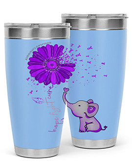 Hope Fight Cure Elephant Alzheimers Purple Ribbon 161#- alzheimers- Tumbler