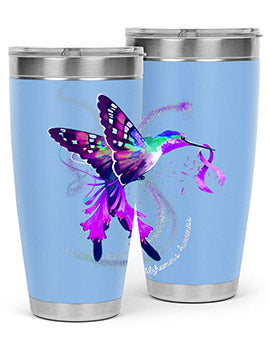 Hummingbird Holding Purple Ribbon Alzheimers Awareness 166#- alzheimers- Tumbler