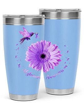 Hummingbird Sunflower Purple Ribbon Alzheimers Awareness 167#- alzheimers- Tumbler