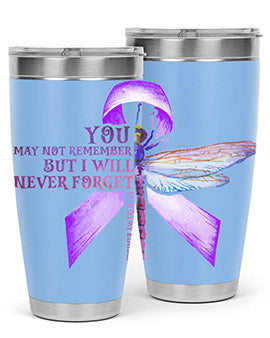 I Will Never Forge Alzheimer Awareness 179#- alzheimers- Tumbler