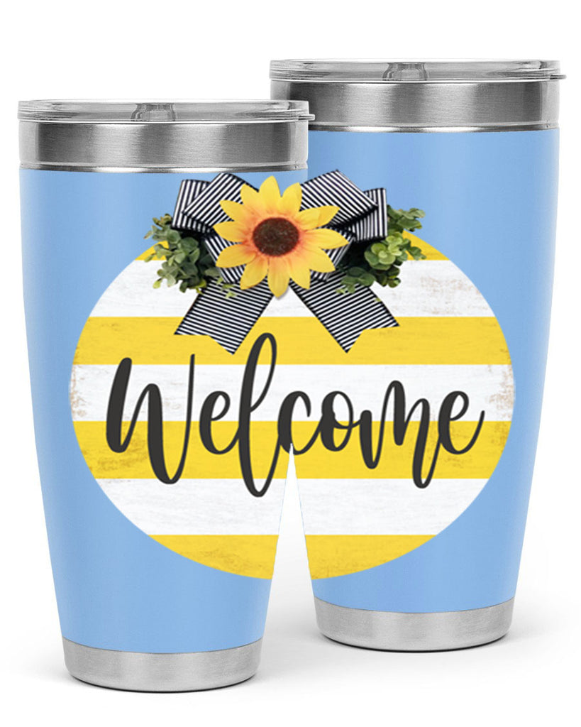 Welcome and Yellow strips Mockup564#- spring- Tumbler
