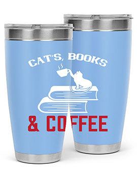 cats book and coffee Style 37#- cat- Tumbler