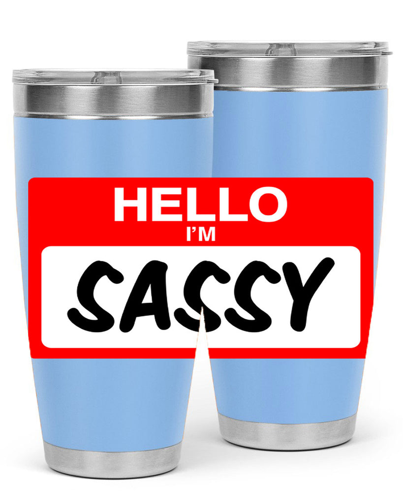 hello im sassy 129#- black words phrases- Cotton Tank