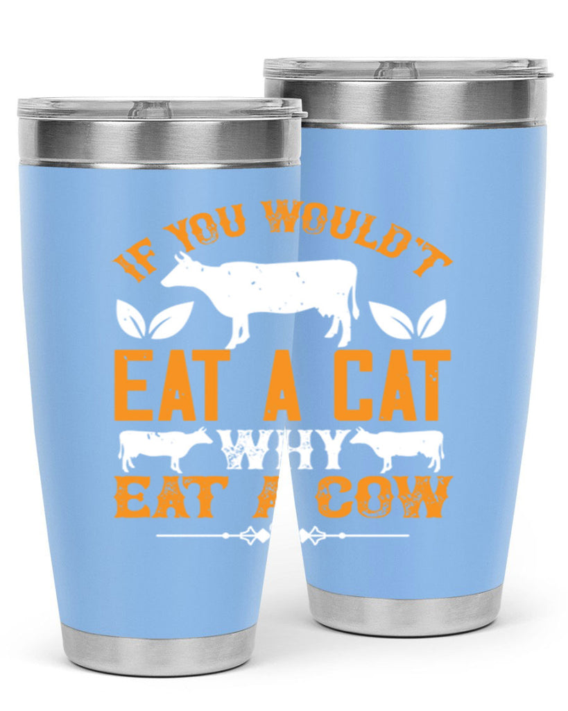 if you wouldt eat a cat why eat a cow 126#- vegan- Tumbler