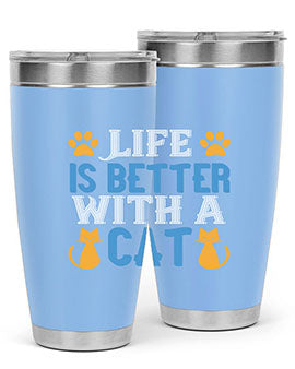 life is better with cat Style 64#- cat- Tumbler