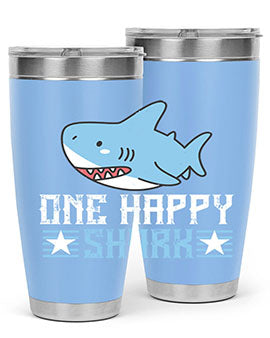 one happy shark Style 50#- shark  fish- Tumbler