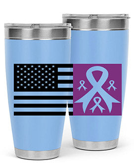 usa flag with alzheimers cancer 219#- alzheimers- Tumbler