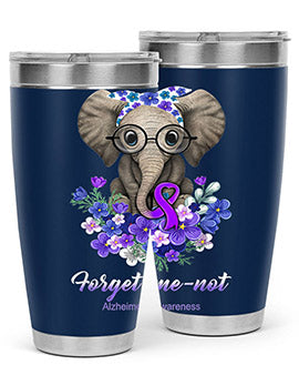 Forget me not Alzheimers Awareness Elephant Flower 150#- alzheimers- Tumbler