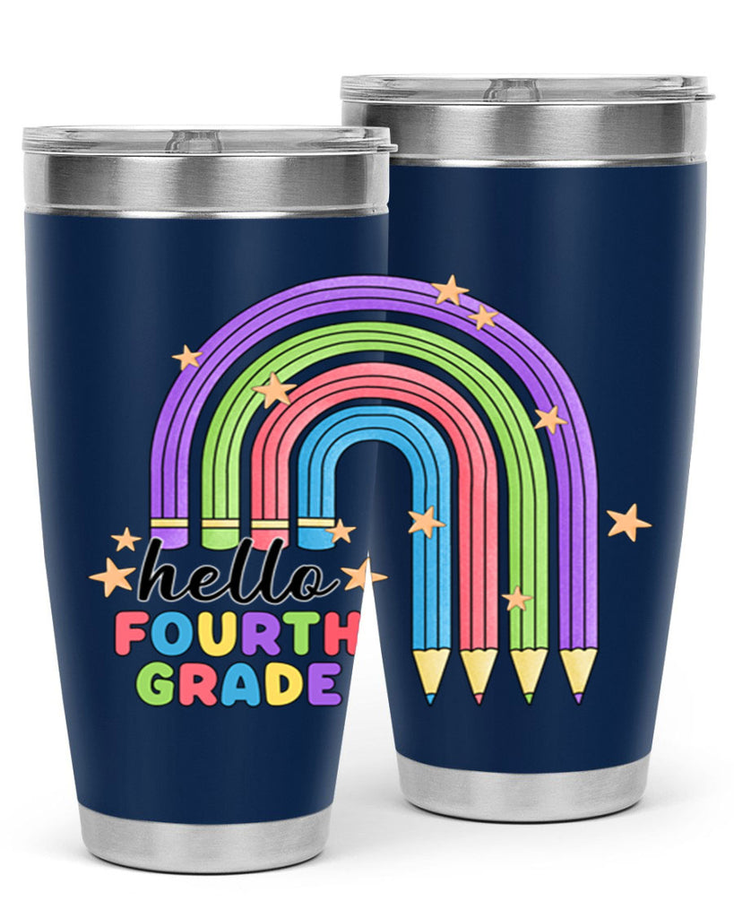 Hello 4th Grade Pencil Rainbow 12#- 4th  grade- Tumbler