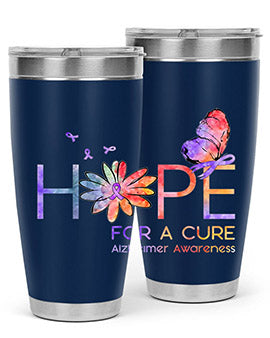 Hope For A Cure Alzheimer Awareness Flower 162#- alzheimers- Tumbler