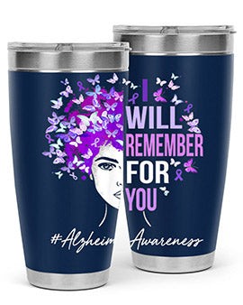 I Will Remember For You Alzheimer Awareness Womens Butterfly 180#- alzheimers- Tumbler