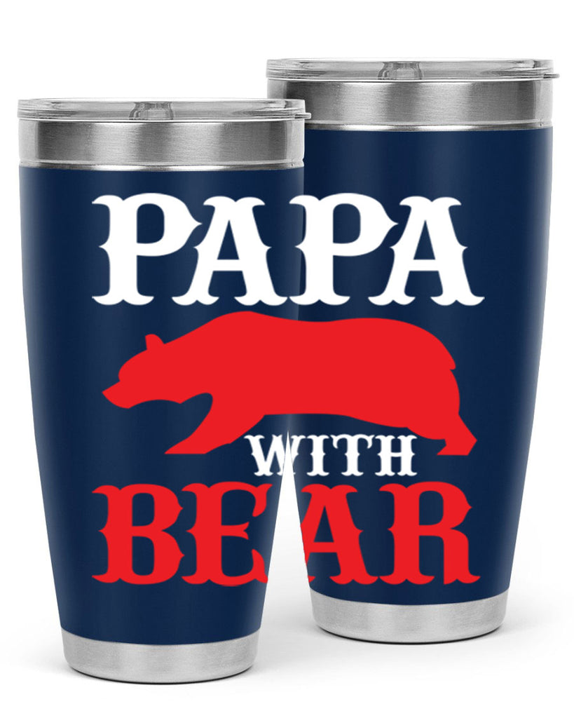 PAPA WITH BEAR 111#- grandpa - papa- Tumbler