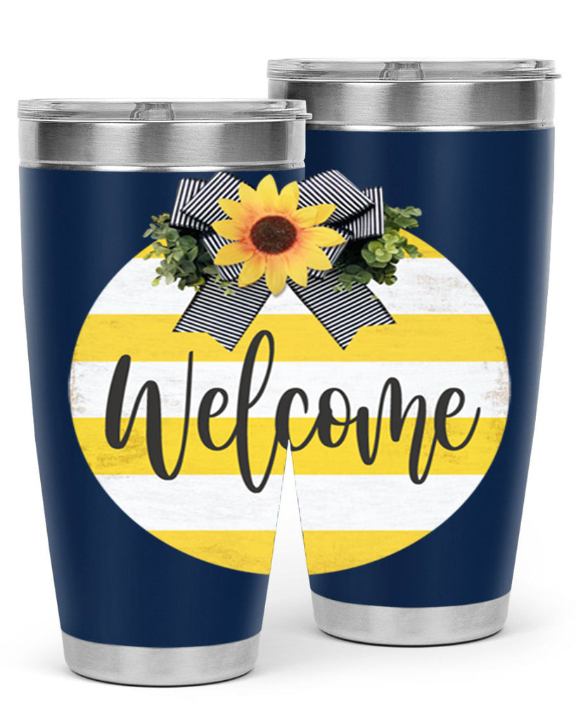 Welcome and Yellow strips Mockup564#- spring- Tumbler