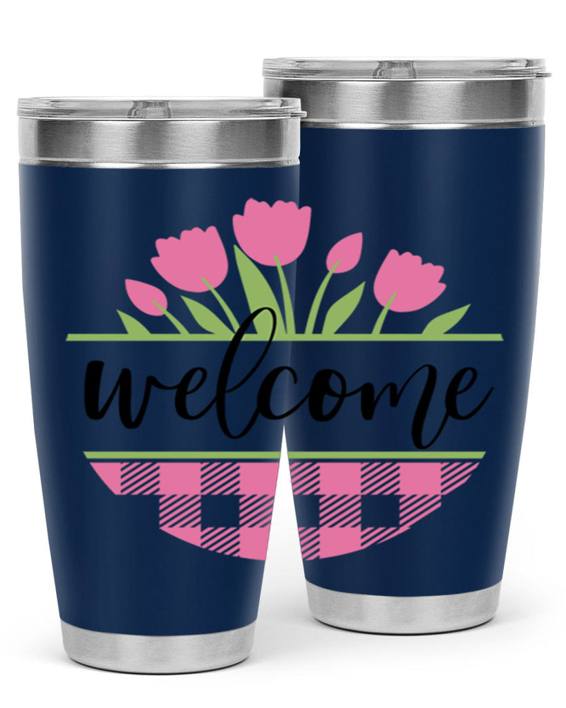 Welcome pink plaid575#- spring- Tumbler