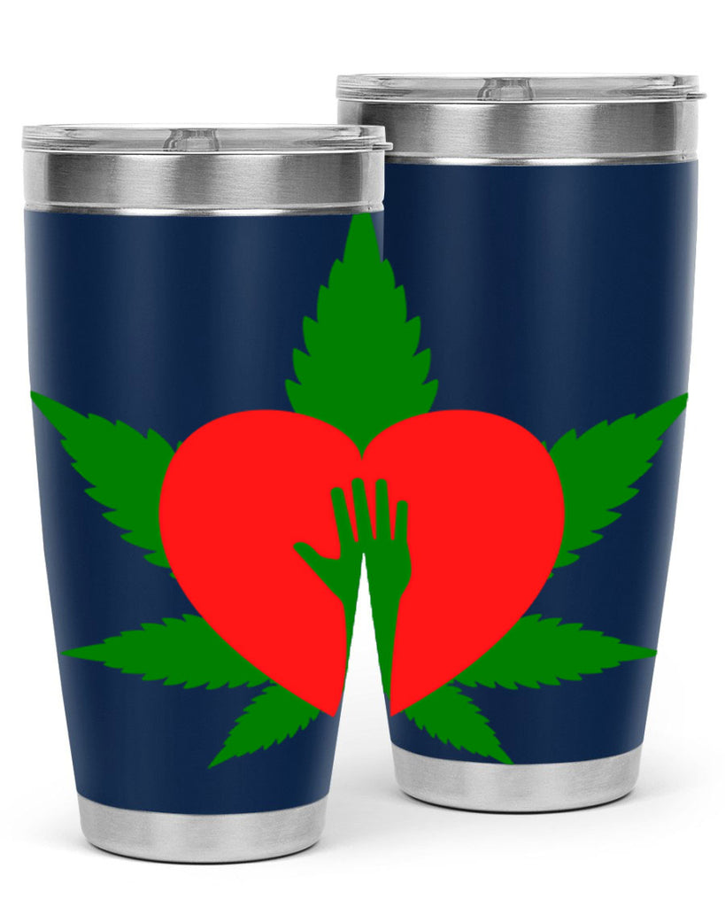 cannabis heart with hand 45#- marijuana- Tumbler