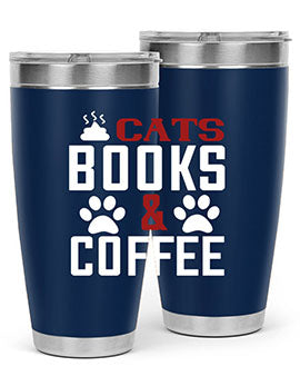 cats books and coffee Style 38#- cat- Tumbler