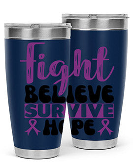 fight believe survive hope 141#- alzheimers- Tumbler