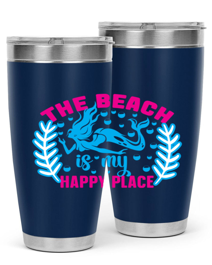 the beach is my happy place 626#- mermaid- Tumbler