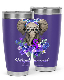 Forget me not Alzheimers Awareness Elephant Flower 150#- alzheimers- Tumbler