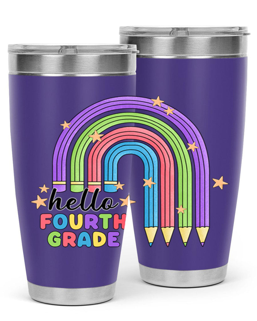 Hello 4th Grade Pencil Rainbow 12#- 4th  grade- Tumbler