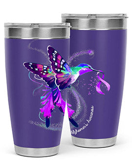 Hummingbird Holding Purple Ribbon Alzheimers Awareness 166#- alzheimers- Tumbler