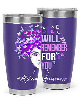 I Will Remember For You Alzheimer Awareness Womens Butterfly 180#- alzheimers- Tumbler