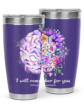 I Will Remember For You Brain Alzheimers Awareness 183#- alzheimers- Tumbler