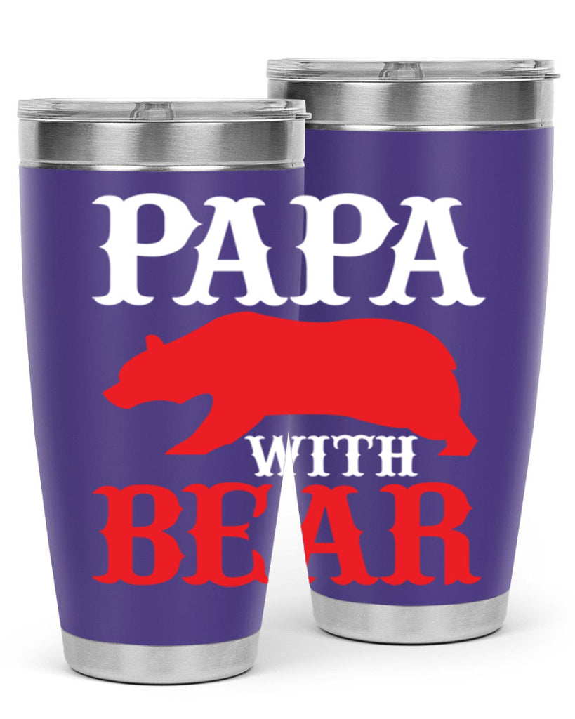 PAPA WITH BEAR 111#- grandpa - papa- Tumbler