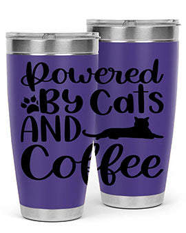 Powered By Cats And Coffee Style 102#- cat- Tumbler