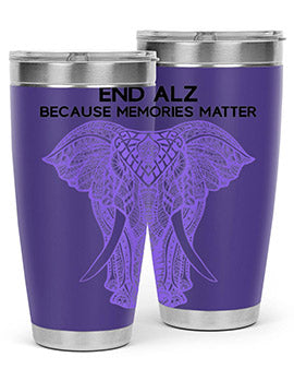 Purple Elephant Alzheimer Awareness 212#- alzheimers- Tumbler