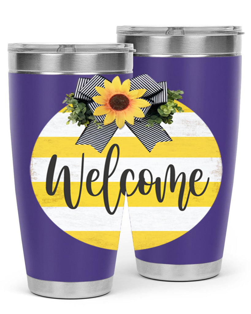 Welcome and Yellow strips Mockup564#- spring- Tumbler