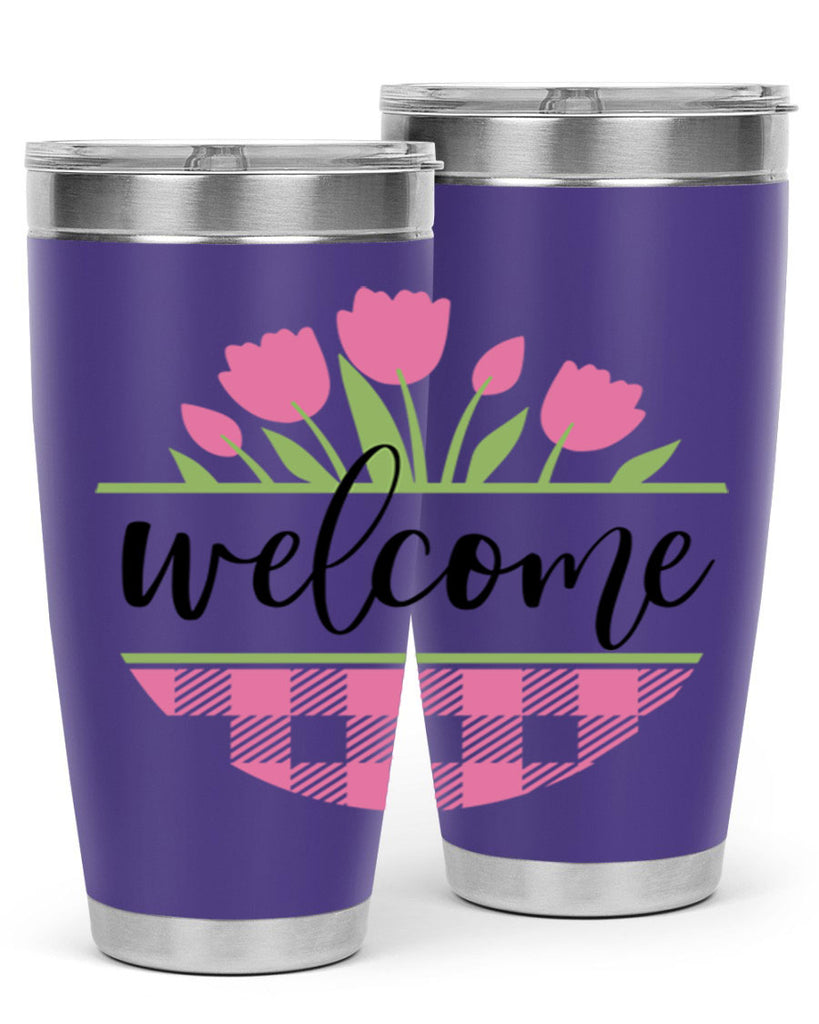 Welcome pink plaid575#- spring- Tumbler