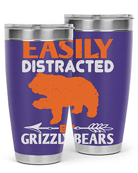 easily distracted by grizzly bears 10#- Bears- Tumbler