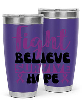 fight believe survive hope 141#- alzheimers- Tumbler