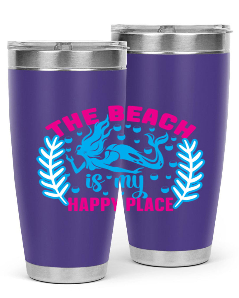 the beach is my happy place 626#- mermaid- Tumbler