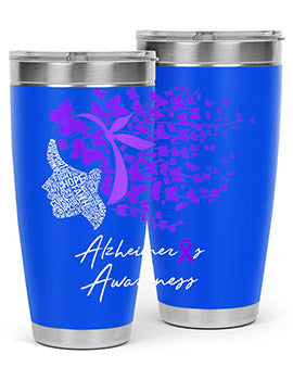 Alzheimers Awareness Shirt Alzheimers Purple Butterflies 23#- alzheimers- Tumbler