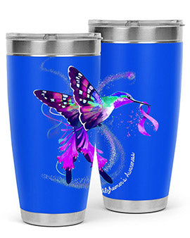 Hummingbird Holding Purple Ribbon Alzheimers Awareness 166#- alzheimers- Tumbler