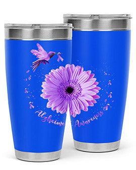 Hummingbird Sunflower Purple Ribbon Alzheimers Awareness 167#- alzheimers- Tumbler