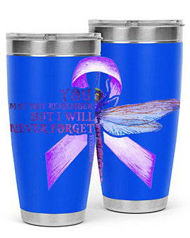 I Will Never Forge Alzheimer Awareness 179#- alzheimers- Tumbler