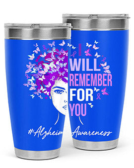 I Will Remember For You Alzheimer Awareness Womens Butterfly 180#- alzheimers- Tumbler