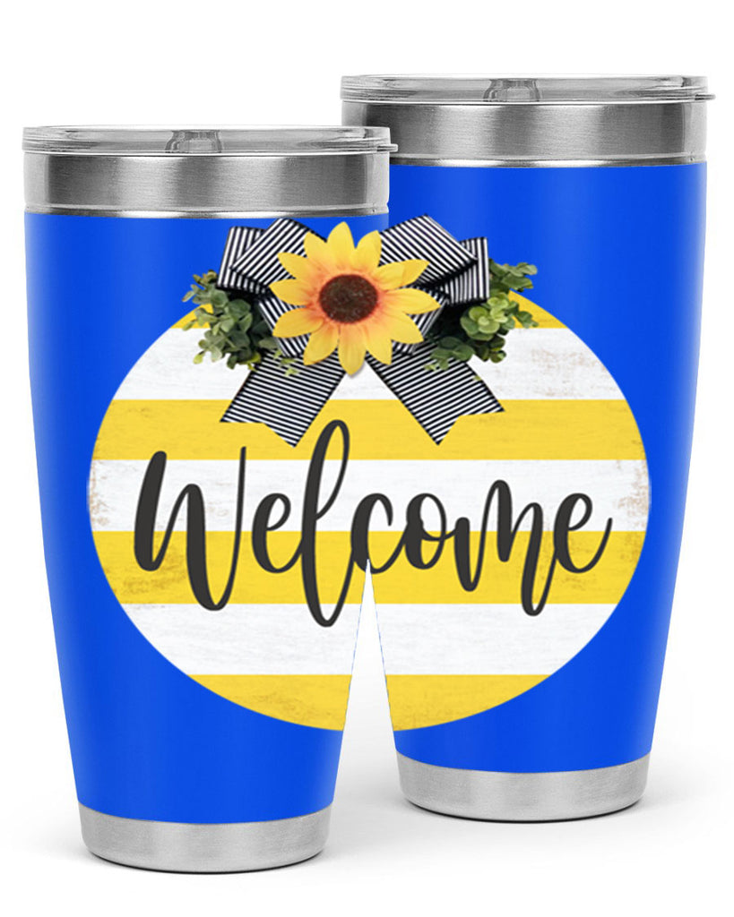 Welcome and Yellow strips Mockup564#- spring- Tumbler