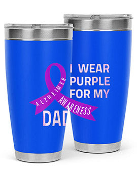 Womens I Wear Purple for My Dad Alzheimers Disease Awareness VNeck 221#- alzheimers- Cotton Tank