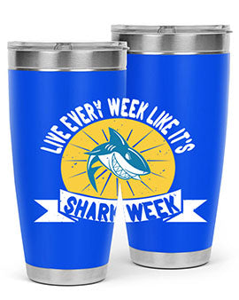 live every week like its shark week Style 56#- shark  fish- Tumbler