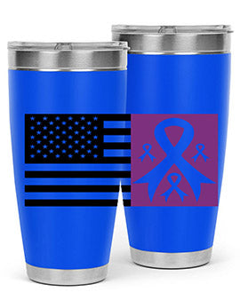 usa flag with alzheimers cancer 219#- alzheimers- Tumbler