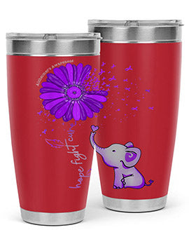 Hope Fight Cure Elephant Alzheimers Purple Ribbon 160#- alzheimers- Tumbler