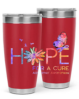 Hope For A Cure Alzheimer Awareness Flower 162#- alzheimers- Tumbler